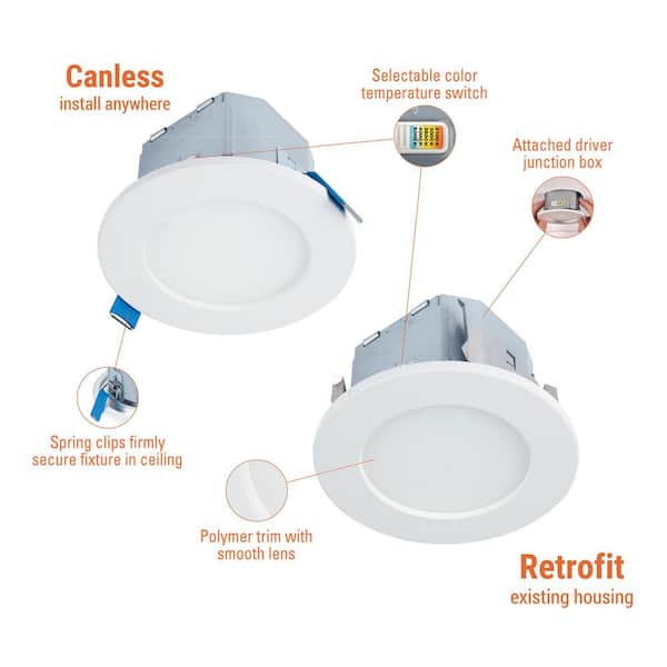HALO CJB 4 in. 2-in-1 Installation LED Downlight with Attached
