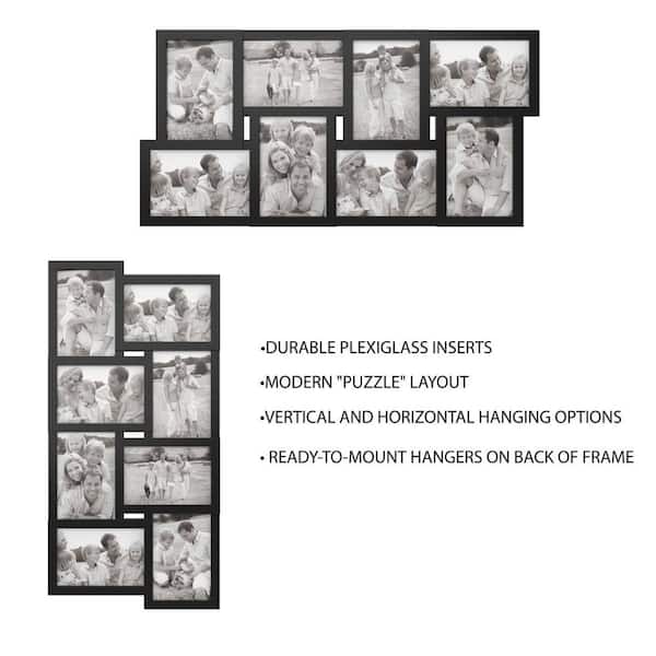 8-Opening 4 in. x 6 in. Black Picture Frame Collage