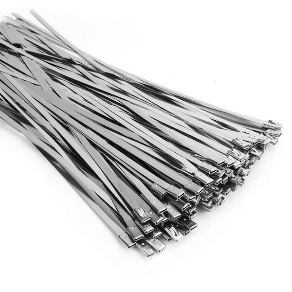 NVNOO 11.8 in. 304 Stainless Steel Metal Zip Tiec for Secure the Welded Wire, Bind Electrical Wires (100-Pack)