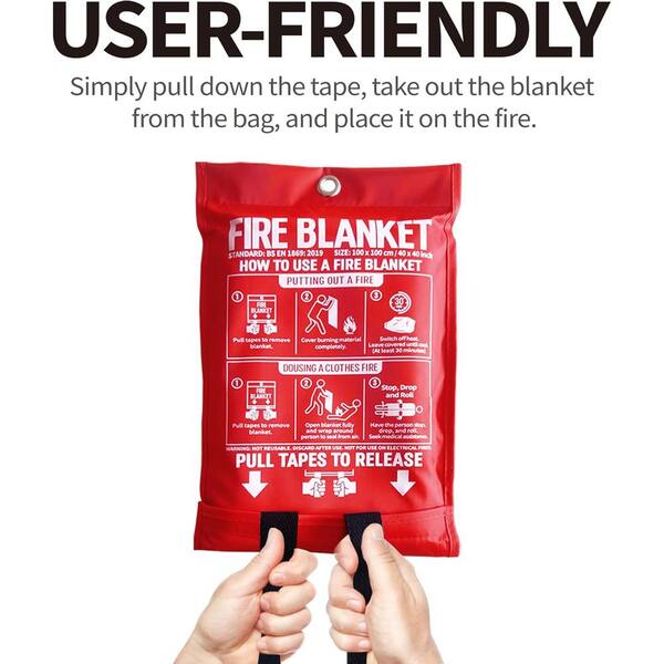 EKIEUDL - 40 in. x 40 in. Fiberglass Emergency Fire Blanket for Kitchen and Home (2-Pack)