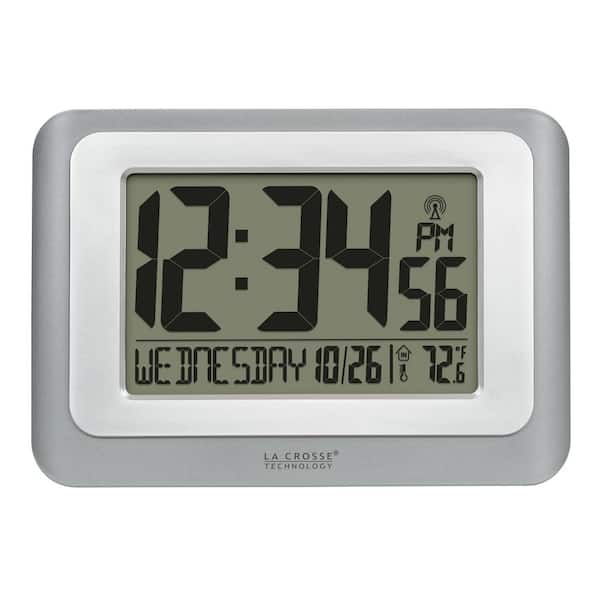 Cool Gray/Silver Temperature Digital Atomic Wall/Table Clock
