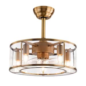 18 in. Indoor Gold Modern Caged 6-Speeds Reversible Motor Ceiling Fan with Light Kit and Remote