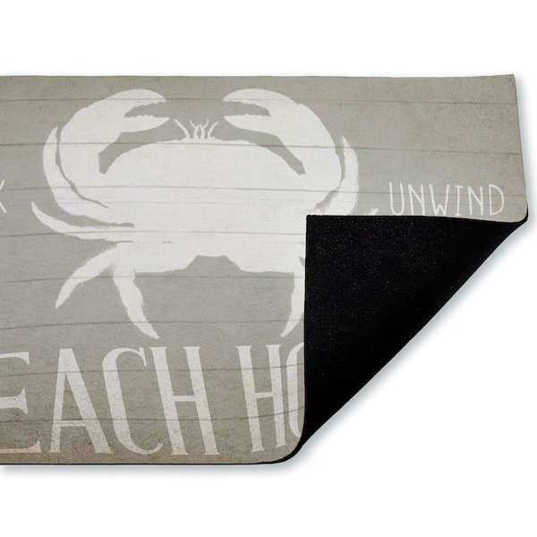 Relax Unwind Beach House Crab Beige 18 in. x 30 in. Polyester Non-Slip Outdoor Door Mat