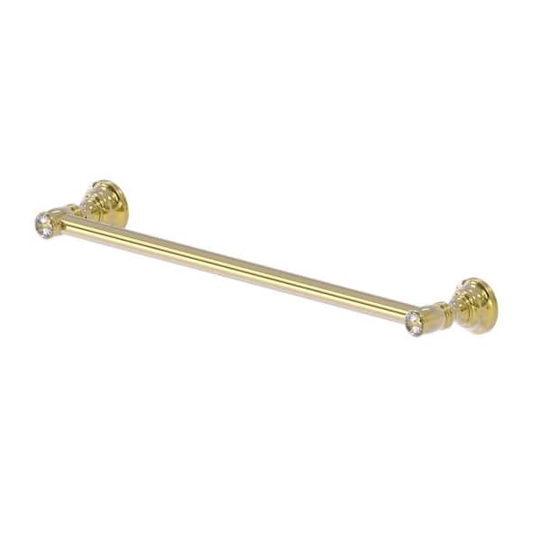 Allied Brass Carolina Crystal Collection 24 in. Wall Mounted Towel Bar in Unlacquered Brass