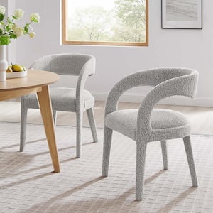 Pinnacle Boucle Upholstered Dining Chair Set of 2 in Taupe