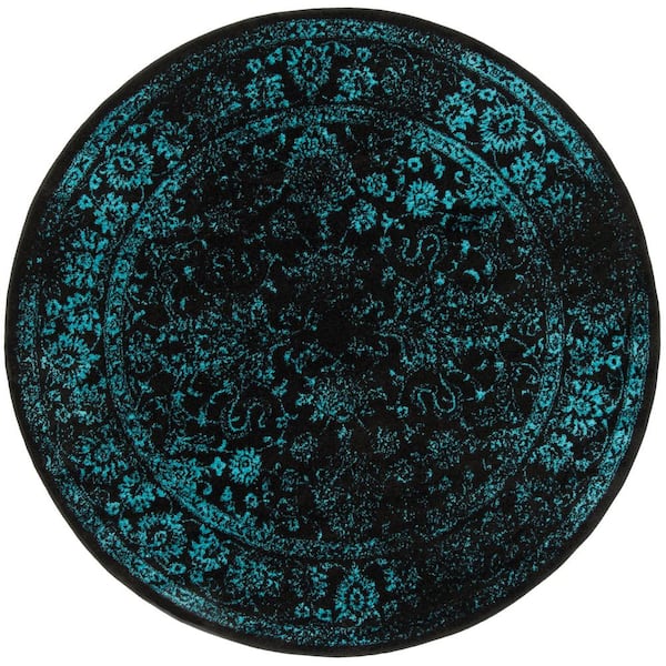 Safavieh Adirondack Blackteal 6 Ft X 6 Ft Round Distressed Border