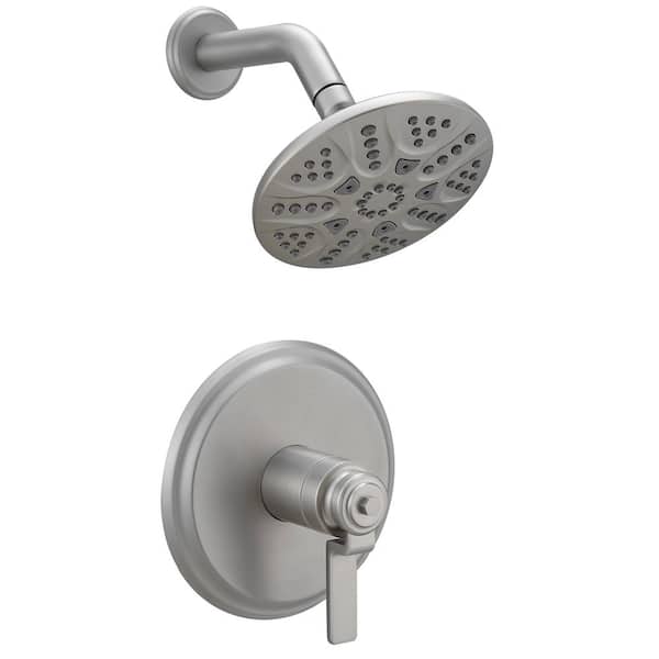 Single Handle 6-Spray 8 in. Round Rain Shower Faucet 1.8 Gpm with High Pressure in Nickel(Valve Included)