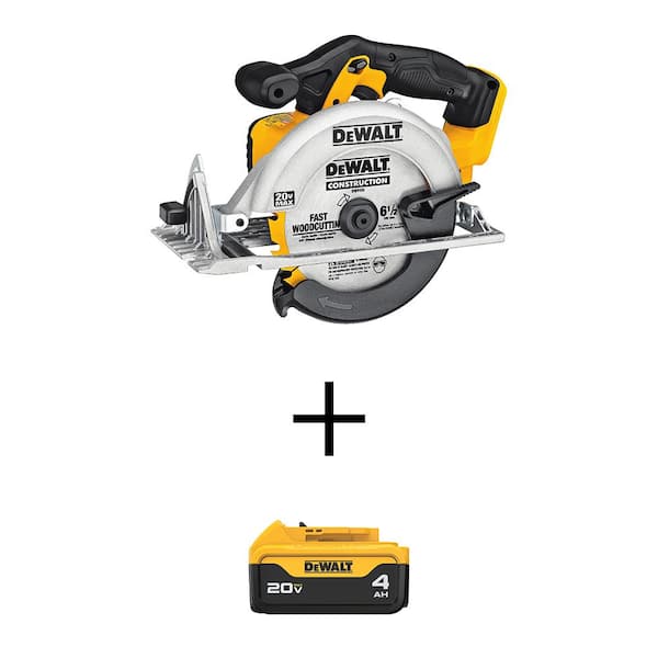 DEWALT 20V MAX Cordless 6-1/2 in. Circular Saw and (1) 20V MAX Premium Lithium-Ion 4.0Ah Battery