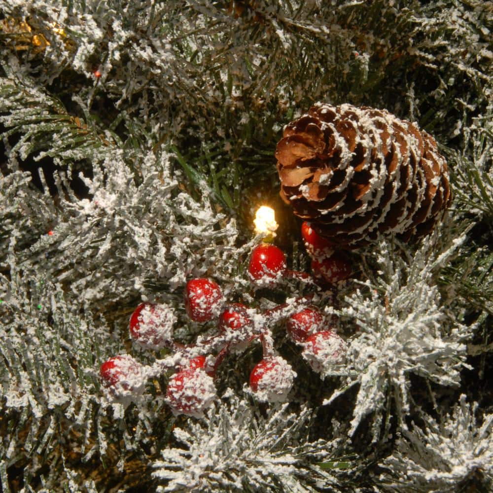 Frosted Winter Elegance 26" Pre-Lit Snowflake with Pine Cones & Berry Decor