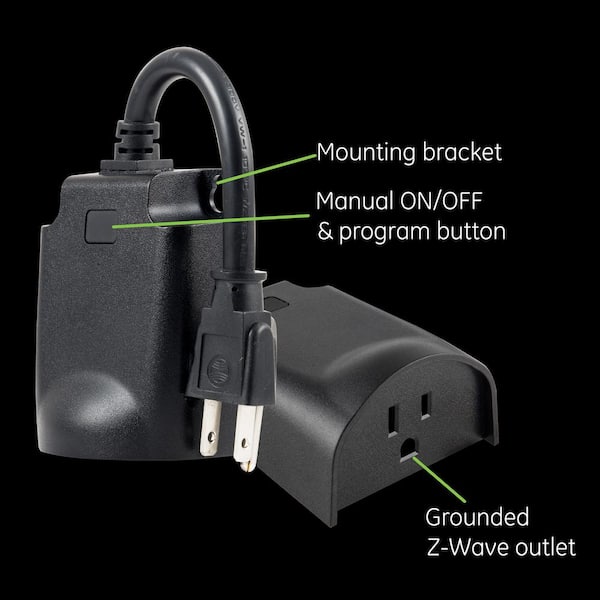 Best Buy: GE Z-Wave Plus Wireless Plug-In Outdoor Smart Switch Black 14284