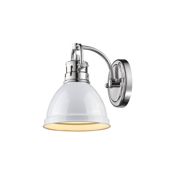 Golden Lighting - Duncan Chrome 1-Light Bath Light with White Shade