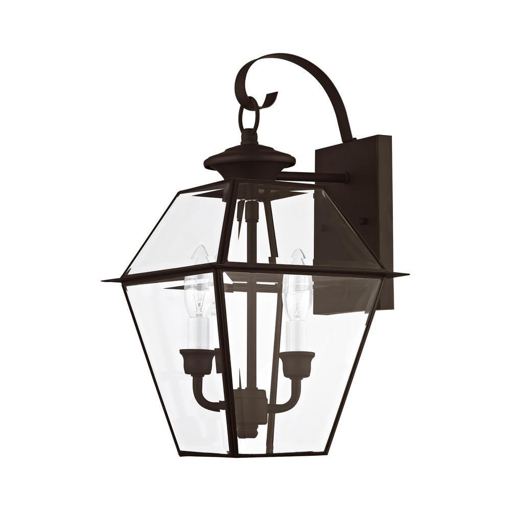 Charleston Elegance Bronze Outdoor Wall Lantern with Clear Beveled Glass