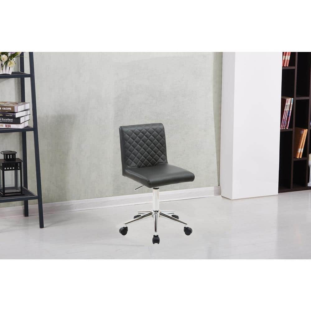 Gray Quilted Faux Leather Swivel Office Chair