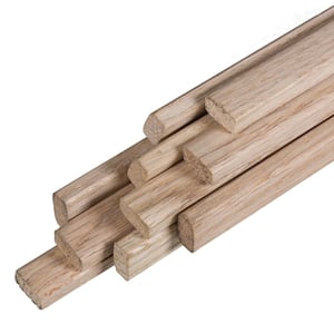 Unfinished 0.25 in. Thick x 0.5 in. Wide x 48 in. Length Wood Spline (10-Pack)