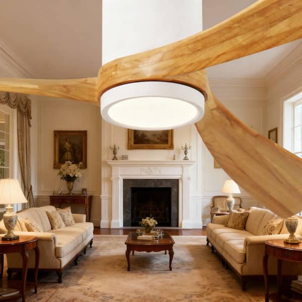 42 in. Indoor/Outdoor White Modern Flush Mount LED Ceiling Fan with 3-Colors Dimmable and Remote APP Control