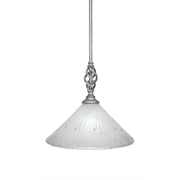 Unbranded Bridgewater 100 W 1-Light Aged Silver Standard Mini Pendant Light with Glass Shade