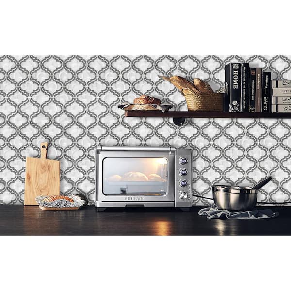 Grey 12 in. x 12 in. Vinyl Peel and Stick Backsplash Tile (4 sq. ft./pack)