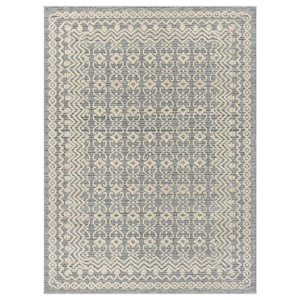 LUXE WEAVERS Grayson Collection Moroccan Floral Trellis Grey 2 ft. x 3 ft. Polypropylene Area Rug