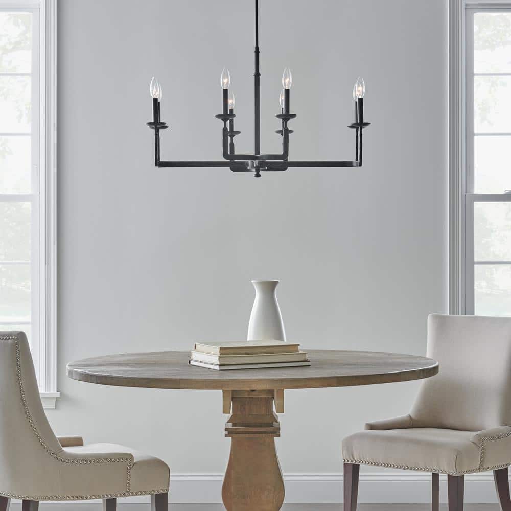 Aged Iron and Crystal 8-Light Empire Chandelier