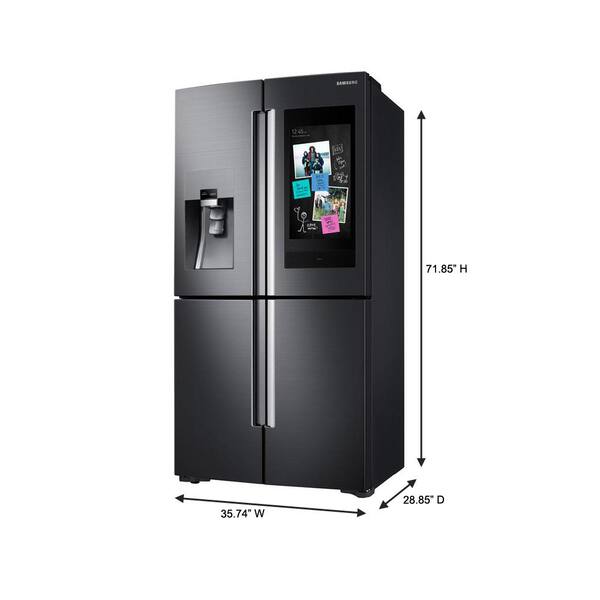 Samsung 22 Cu Ft Family Hub 4 Door Frenchdoor Smart Refrigerator In Fingerprint Resistant Black Stainless Counter Depth Rf22n9781sg The Home Depot