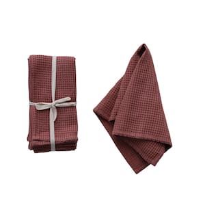 18 in. x 18 in. Berry Pink Waffle Checkered Linen and Cotton Napkins (Set of 4)
