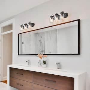 Modern Farmhouse Black Vanity Light 3-Light Rustic Bathroom Powder Room Wall Sconce with Clear Mason Jar Glass Shades