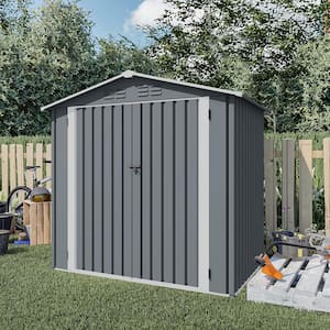 Professional Install Agix 6 ft. x 4 ft. Gray Metal Mountable Shed with Double Doors & Air Vent Covered 24 Sq. Ft.