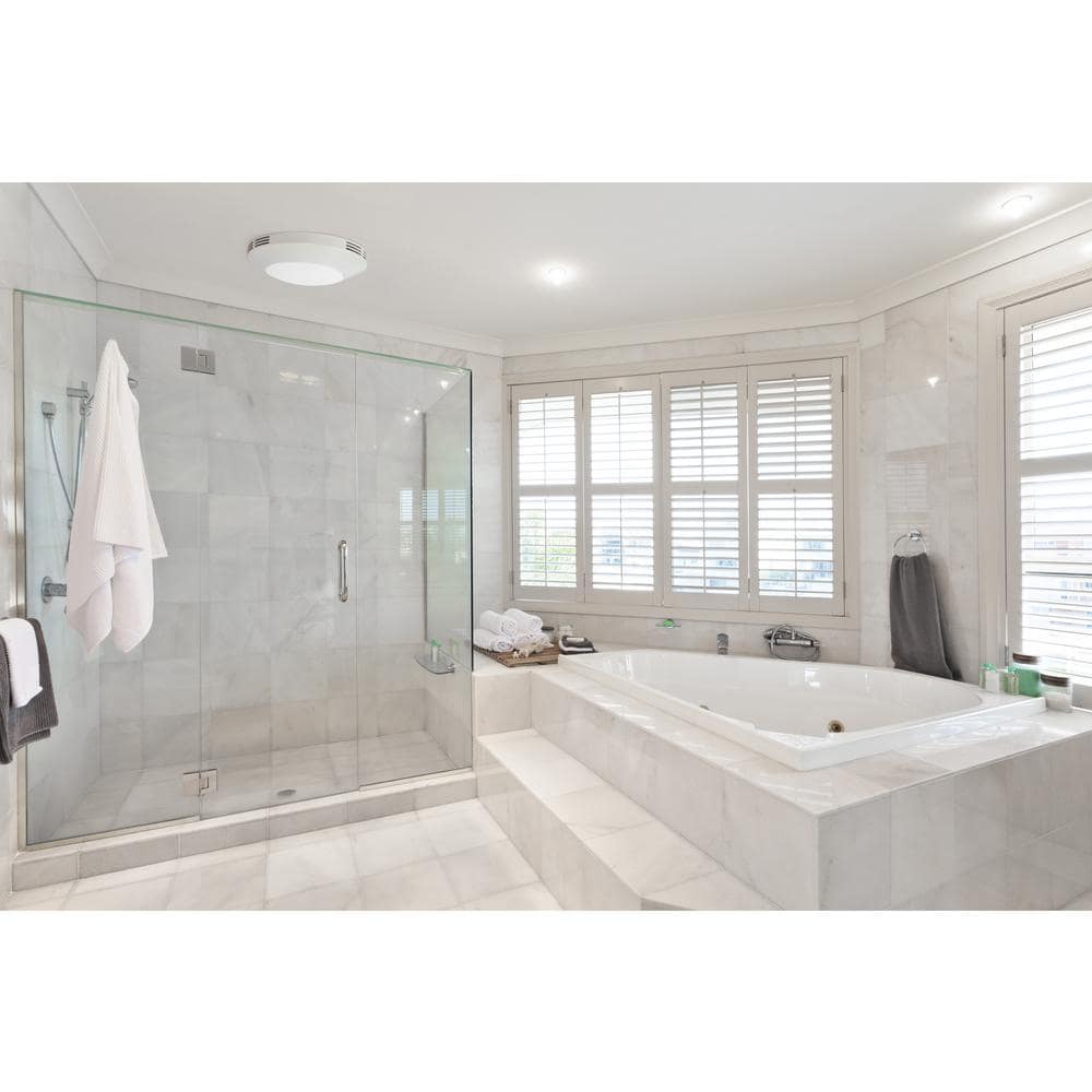 White Round 80 CFM Ceiling Mount Bathroom Exhaust Fan with LED Light