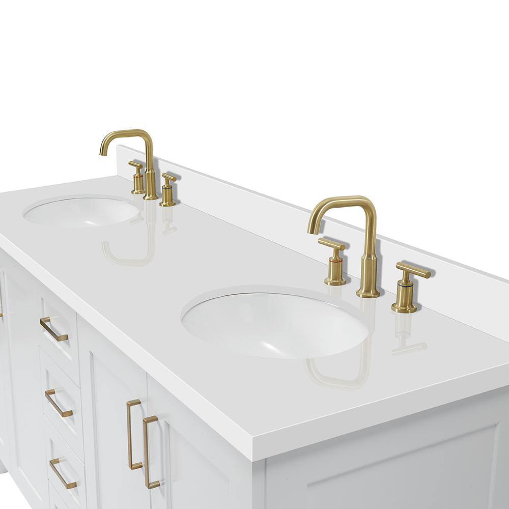 Taylor 73" White Freestanding Double Sink Bathroom Vanity with Quartz Top