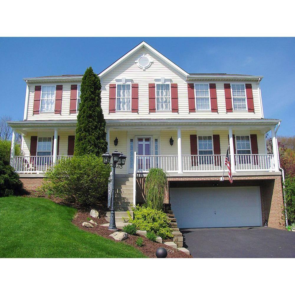 45"H White Vinyl Board and Batten Shutters, Paintable