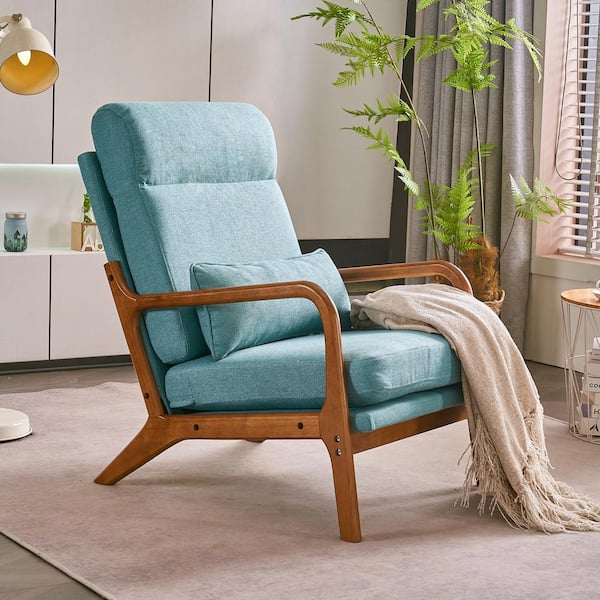 Outopee Teal Linen Leisure Chair with High Back