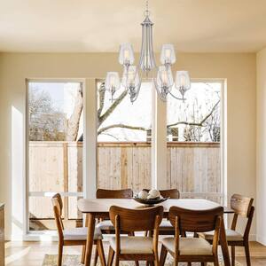 9-Light Brushed Nickle Chandelier with Clear Glass Shade