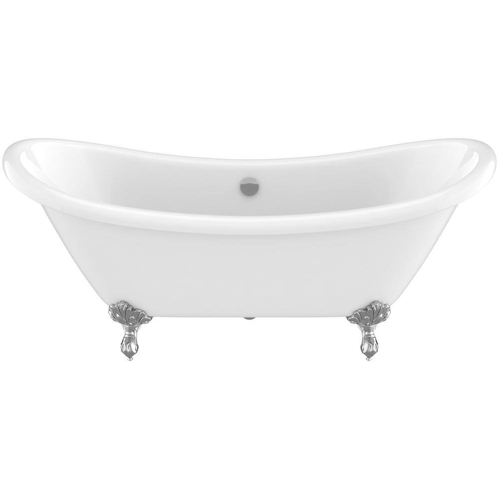 Belissima 69'' White Acrylic Clawfoot Freestanding Bathtub