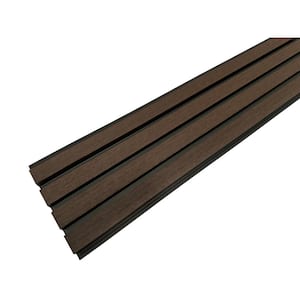 8.6 in. x 106 in. x 1.1 in. 4 Grid Composite Cladding Siding Outdoor Wall Panel in Coffee Brown Color (Set of 2-Piece)