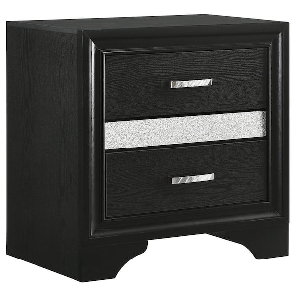Coaster Miranda Black 2-Drawer Nightstand Tray