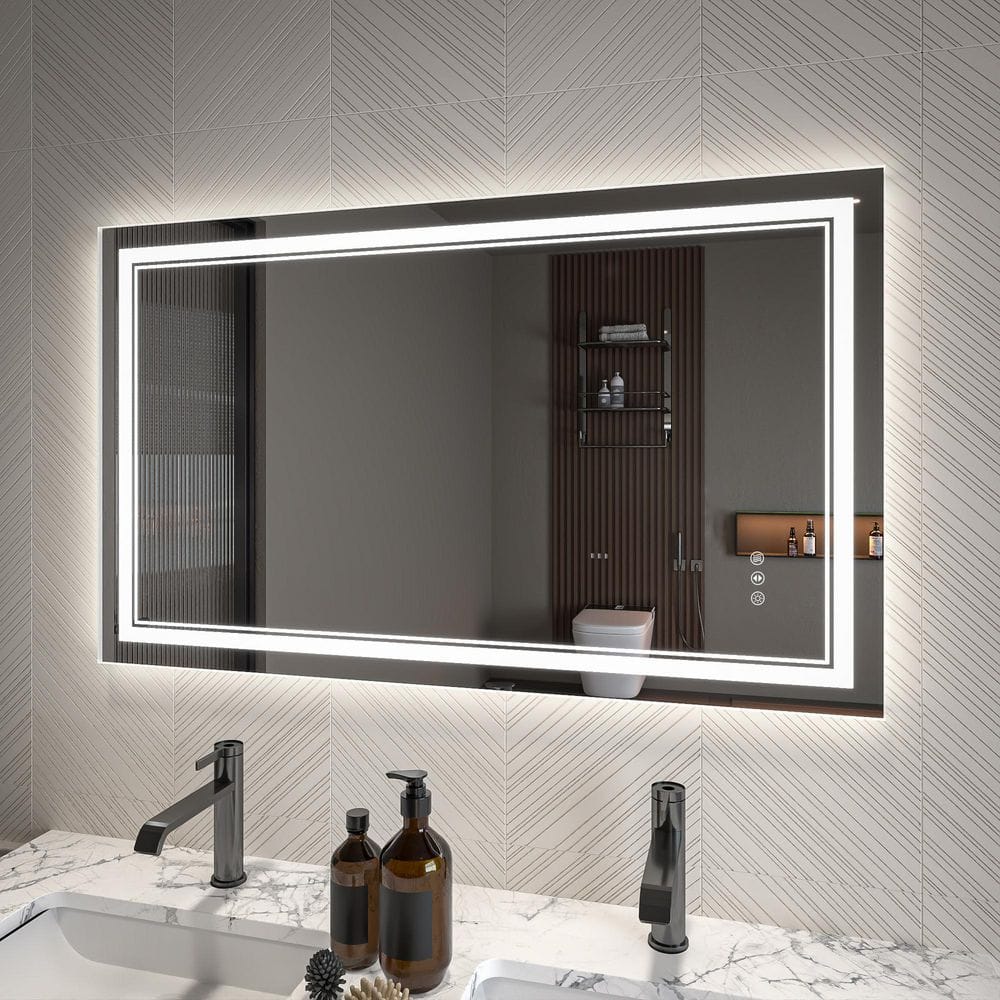 24 in. W x 40 in. H Rectangular Frameless Silver Dimmable Fog Free Wall Mount Bathroom Vanity Mirror price history on PriceWatchPro