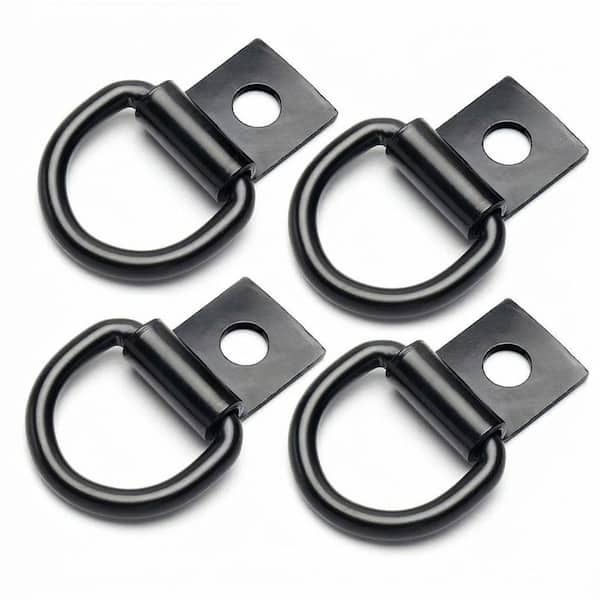 4-Piece Heavy Duty Steel D-Ring Tie Down Anchor Hooks with 10mm Fixing Hole for Truck Bed, Trailer, Garage