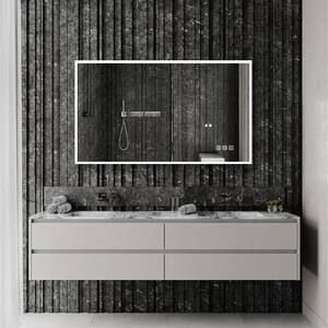 60 in. W x 35 in. H Large Rectangular Frameless Wall-Mount Anti-Fog LED Light Bathroom Vanity Mirror