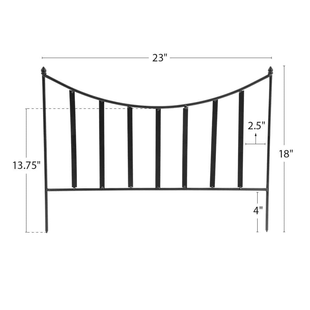 Black Steel 24" x 18" Decorative Fence Border