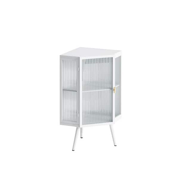 22.25 in. W x 16.54 in. D x 31.5 in. H White Linen Cabinet with Tempered Glass Door and Storage Shelves for Bathroom