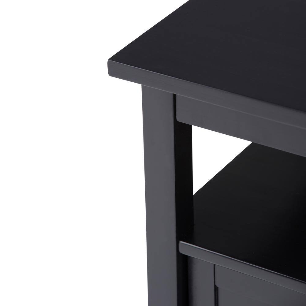 Warm Shaker 20" Black Solid Wood End Table with Storage