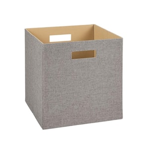 13 in. D x 13 in. H x 13 in. W Grey Fabric Cube Storage Bin