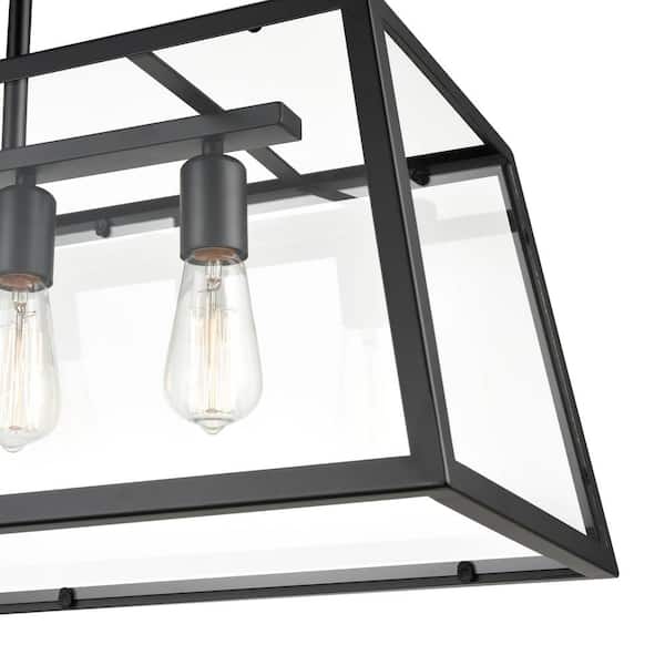 Light Society Morley 6 Black, Morley 6 Light Black Chandelier With Clear Glass Shaded