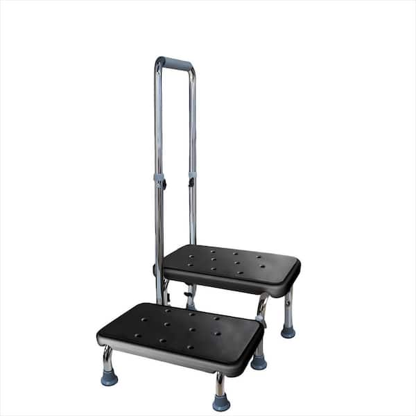 20 in. 2-Step Stool with Handle and Non-Skid Platform, Heavy Duty Medical Foot Stool for Adult, Seniors, Handicap, Black