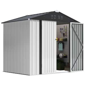8 ft. W x 6 ft. D Outdoor Storage Metal Shed Utility Patio Shed for Garden and Backyard 48 sq. ft. in White