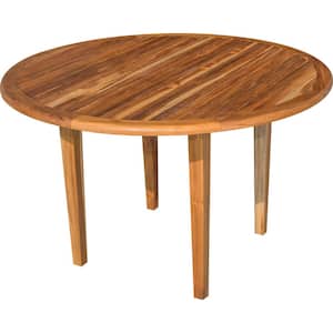 Oasis 48 in. D Natural Teak and Soild Teak Indoor Outdoor Round Dining Table