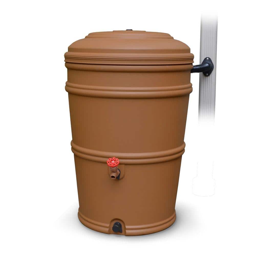 Terracotta 45 Gallon Plastic Rain Barrel with Diverter Kit