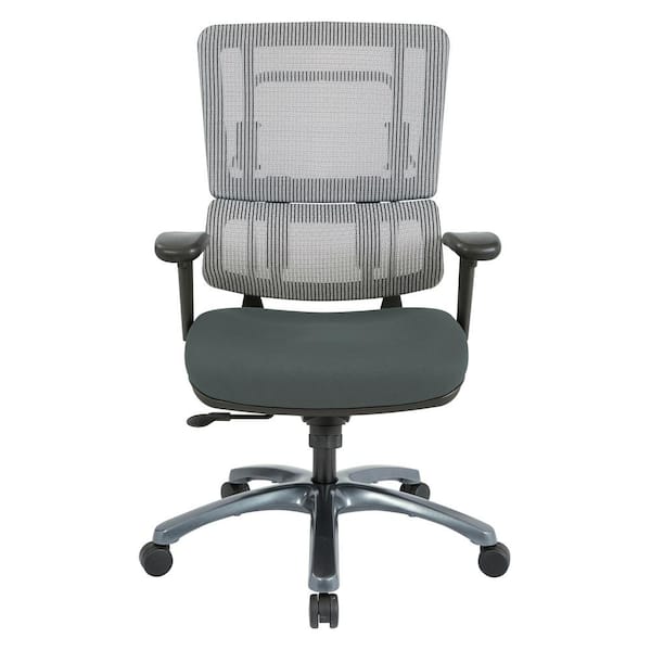 Office Star Products Vertical Grey Mesh Back Chair with Titanium Base and Grey Seat