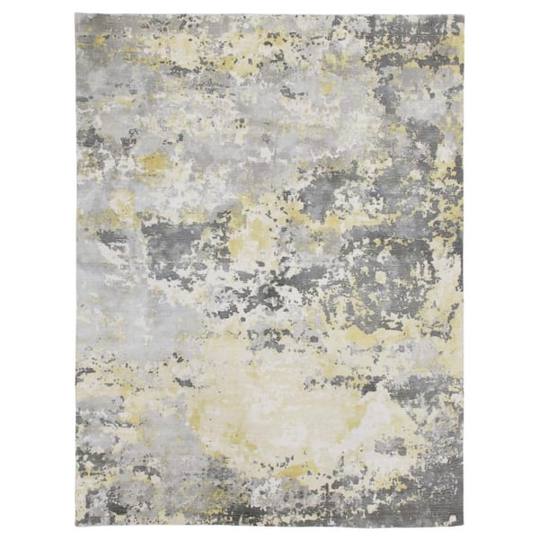 LR Home Caryll Bea Gray/Yellow 2 ft. x 3 ft. Hand-Woven Abstract Wool-Blend Area Rug