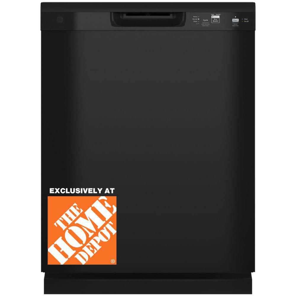GE 24 in. Built-In Tall Tub Front Control Black Dishwasher with 58